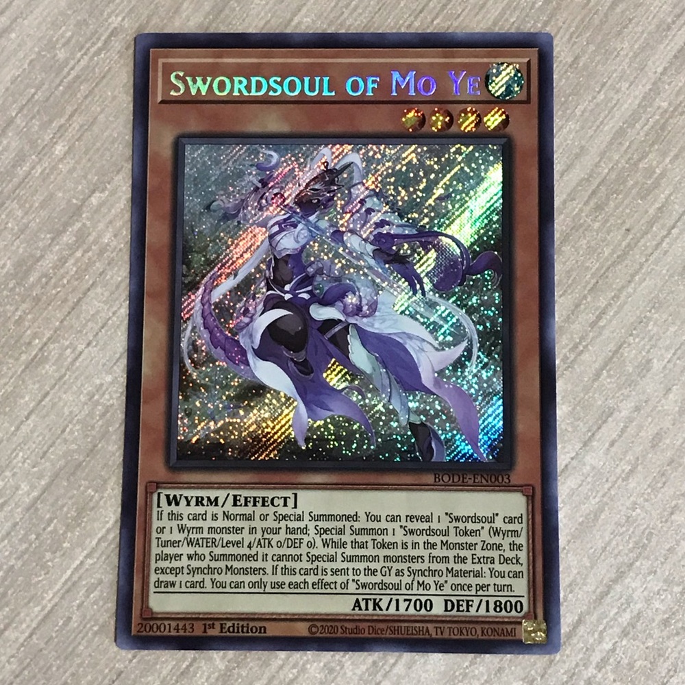Yu-Gi-Oh Card - Swordsoul of Mo Ye - Burst of Destiny 1st Edition Secret Rare 🌹